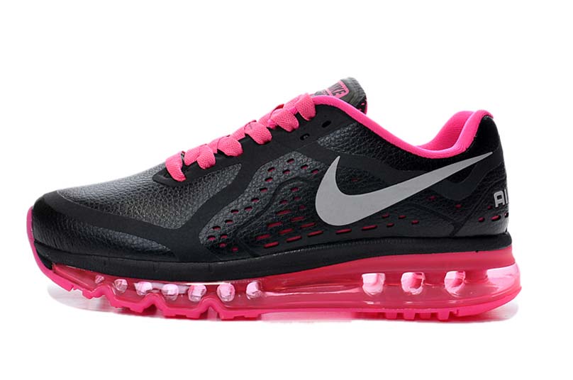 nike air max 2014 cuir chaussure de course femmes noir rose (3)